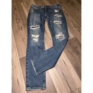 Silver Jeans Co woman’s boyfriend Distressed Ripped Blue Jeans L27101SJL365 W28